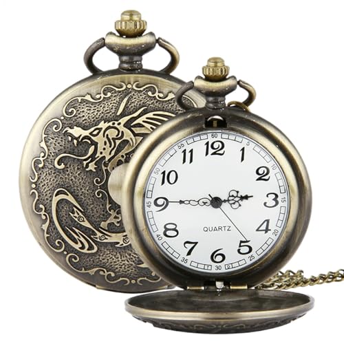 Genérico Pocket Watch Dragon, Dragon Pocket Watches for Men | Reloj de Bolsillo de Collar,Animal Design Watches Accessory con Colgante de Cadena para Fiestas y Eventos