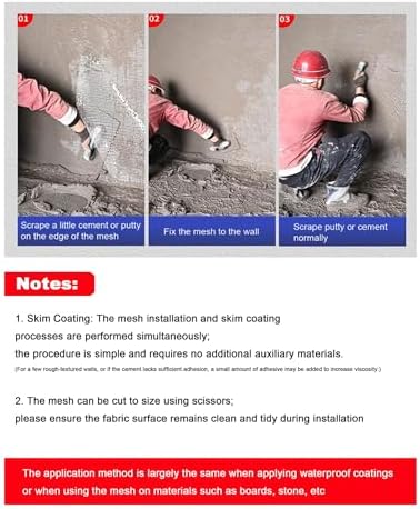 Fibers Render Mesh Wall Repair Patch - Durable Scrim Fabric for Drywall Jointing, Crack Repair & Patching Holes (1x50m, 160g/㎡) - Easy to Use, Strong Adhesion