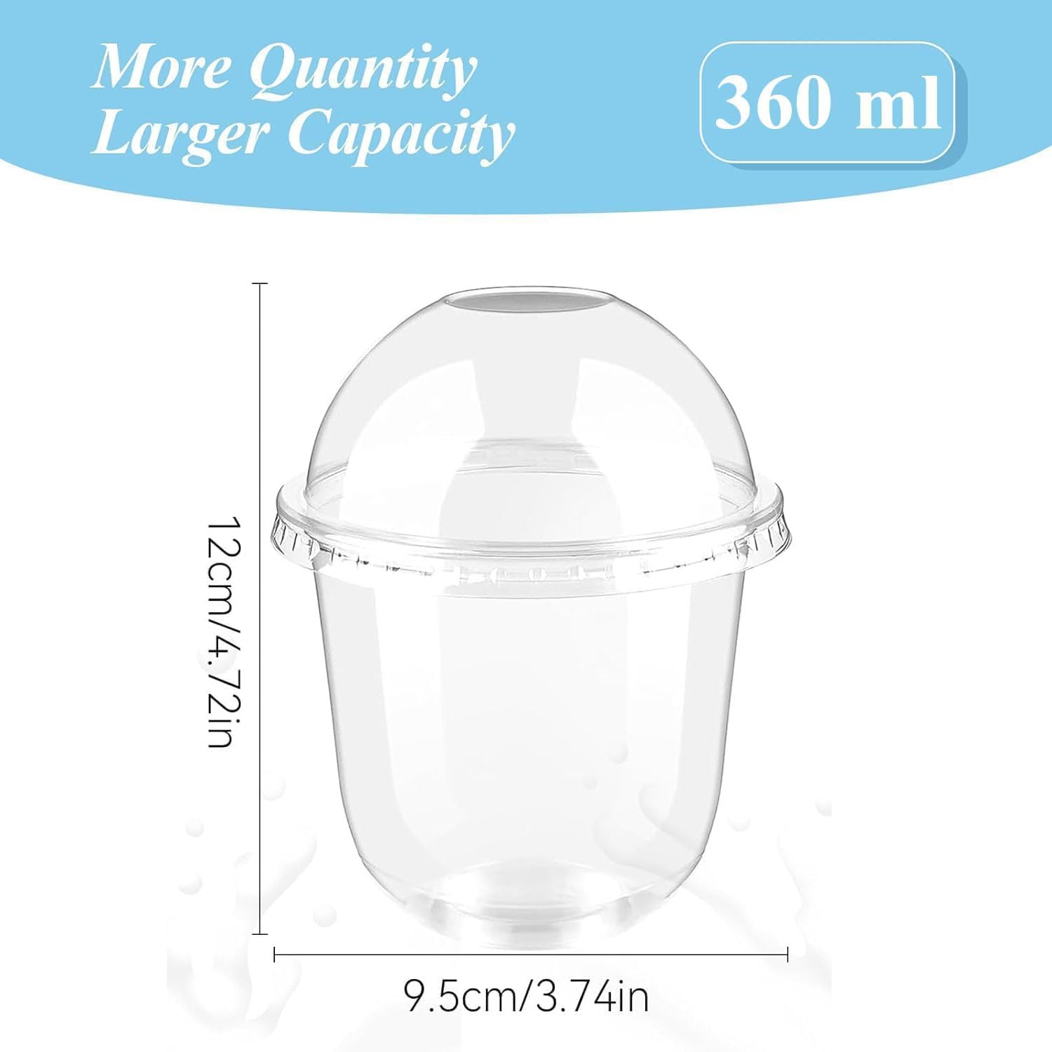 Monoporzione per dolci 360ml, 50Pcs Bicchierini finger food, Finger food con coperchio e Cucchiaio, Tazze da dessert trasparenti peril gelato, Budino, Mousse, Riso, Apericena