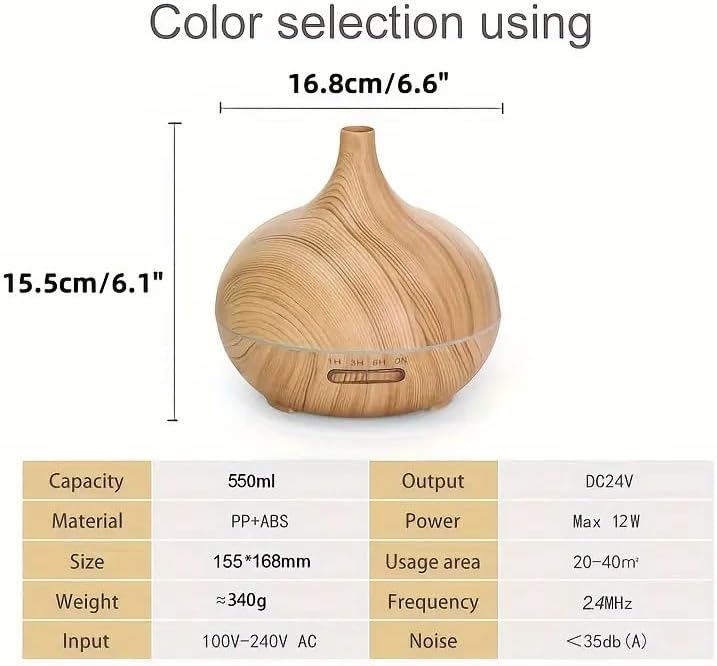 16.91oz Essential Oil Aroma Diffuser (Large Room) with 6 Bottles of Essential Oils, Home Bedroom Ultrasonic Aroma Diffuser, Cool Mist Humidifier Vaporizer