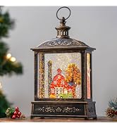 12.5'' Lighted Red Barn Home On The Farm Snow Globe, Christmas Snow Water Lantern Swirling Glitte...
