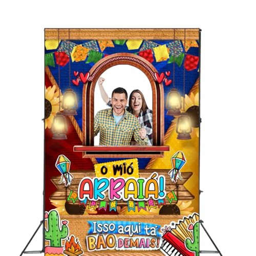 Painel Fundo Interativo Vazado Festa Junina São João Tecido 1,50x2,20m (FIFJN0017)