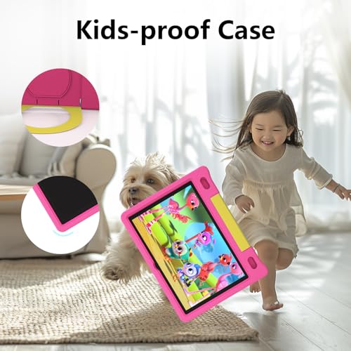 Image of JREN Tablet for Kids｜10 Inch 64GB Android 14｜Octa-core｜64GB｜WiFi ｜Bluetooth｜Parental Control｜Kids Content｜Children Tabletas Rose