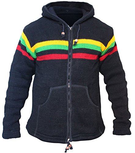SHOPOHOLIC FASHION Herren Winter Rasta Hippie Jacke Gr. XXL, rasta Cover