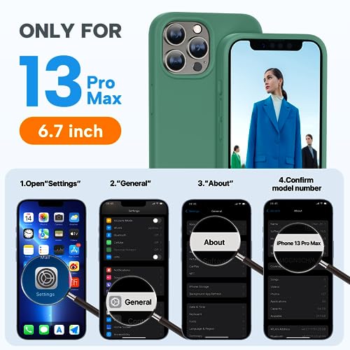 Image of Miracase Designed for iPhone 13 Pro Max Case with Screen Protector,[Soft Anti-Scratch Microfiber Lining],Shockproof Liquid Silicone Rubber Phone Case Cover 6.7 inch, Acacia Green