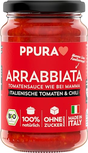 PPURA Bio Tomatensauce Arrabbiata | Pasta-Sauce mit Fruchtigen Tomaten & Chili | 100% Natürlich |...