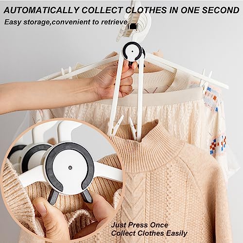 H&W 8Pcs Plastic Clothes Hangers with Clips and 1Pcs Closet Organizers and Storage,Foldable Coat Hangers Heavy Duty,Sturdy Collapsible Clothes Hanger Organizer with 8 Holes for Travel Closet