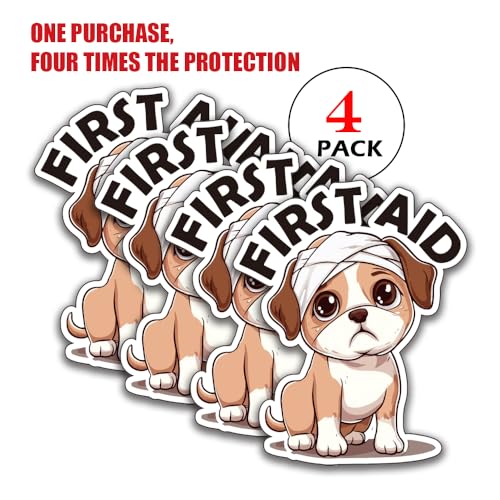 Decalques de primeiros socorros (4 peças), 10 cm – Adesivo forte, durável, à prova d'água – Ideal p