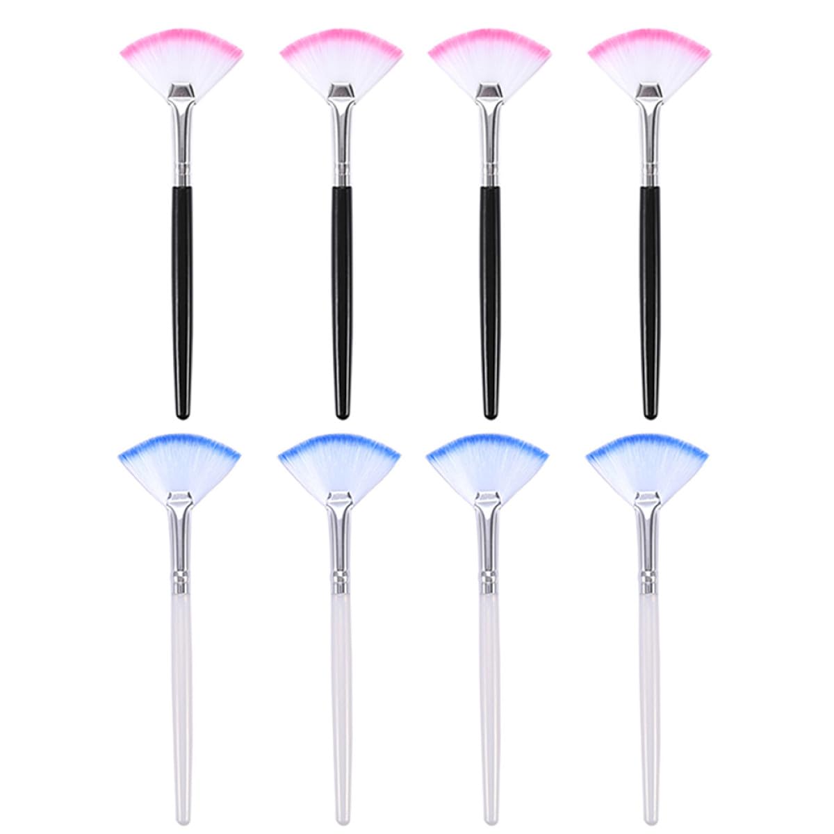 VILLCASE 8pcs Fan Shaped Facial Mask Applicators Soft Bristles Long Handle Makeup Brushes for Spa and Beauty Salon Use