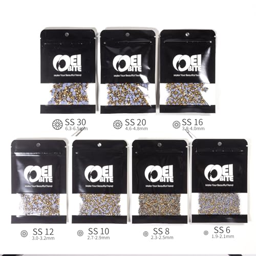 Image of Hotfix Rhinestones Bulk 300PCS SS30 (6.3-6.5mm), Gold Glass Rhinestones for Clothes, Tumblers, Shoes DIY, Heat Transfer Flatback Gems for Crafts & Decoration