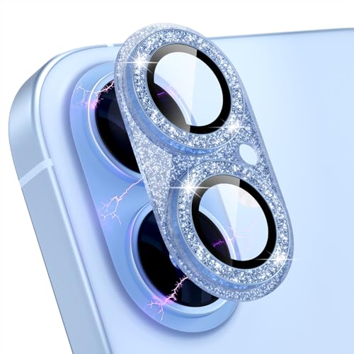 Protection objectif iPhone 17 avec anneau métal bleu pailleté Choiche