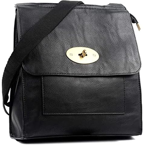kukubird Twist Lock Women's Vintage Casual Shopping Crossbody Bag With Zipper Shoulder Bag-Black Cover