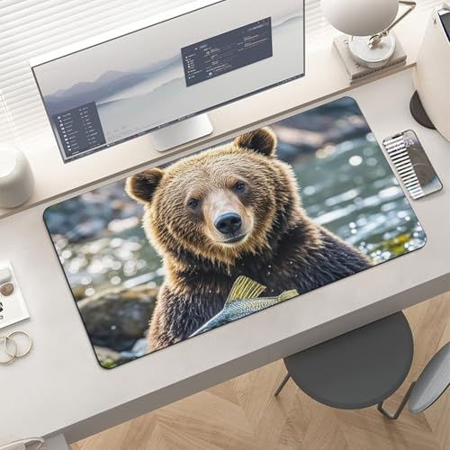 Protector de Escritorio Bear Holding Fish Grande Impermeable miniatura 6