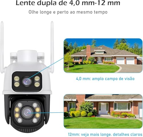 Camera de Segurança Externa IP Sem Fio HD, 3MP, Controle Wi-Fi - Visão Noturna Infravermelha, Armaze