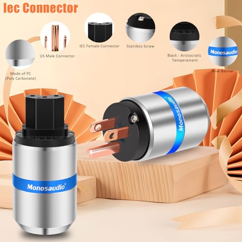 Monosaudio HiFi Power Plug Pure Copper 15A/125V IEC C13/C15 miniatura 6