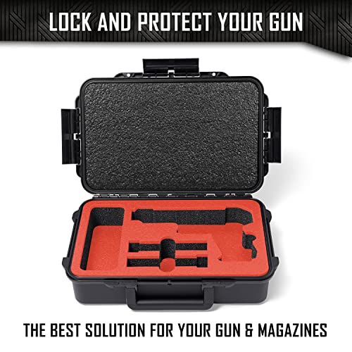 1 Pistol 2 Magazine + Accessories Gun Case Storage | Doro Water Proof Pistol Case With Custom Mycasebuilder Foam Insert | Hard Gun And Magazine Case #TOP4