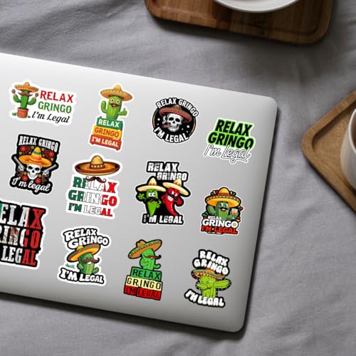 Image of 3Pcs Relax Gringo Im Legal Sticker, Relax Gringo Calcomanas De Mexico Funny Immigrant Calcomanias Mexico Mexican Cactus Stickers for Truck Car Helmet (Pack 12)