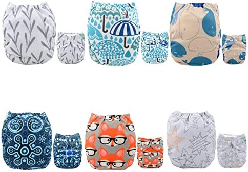 ALVA Cloth Diapers for Babies 6pcs with 12 Inserts Reusable Diaper Covers