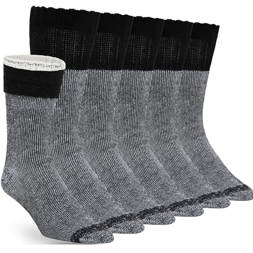 Image of Alvada Mens Merino Wool Crew Socks Thermal and Warm Socks for Winter Work Hiking Running 3 Pairs