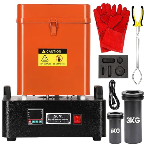 RIEDHOFF Gold Melting Furnace, 1+3 KG Electric Melting Furnace, Upgraded 2100 °F Digital Melting Furnace with Temperature Control, 110V Melting Furnace Smelting for Aluminum Gold Silver and Copper