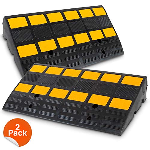 PYLE Car Vehicle Curbside Driveway Ramp-2PC Heavy Duty Rubber Threshold Bridge Track Curb