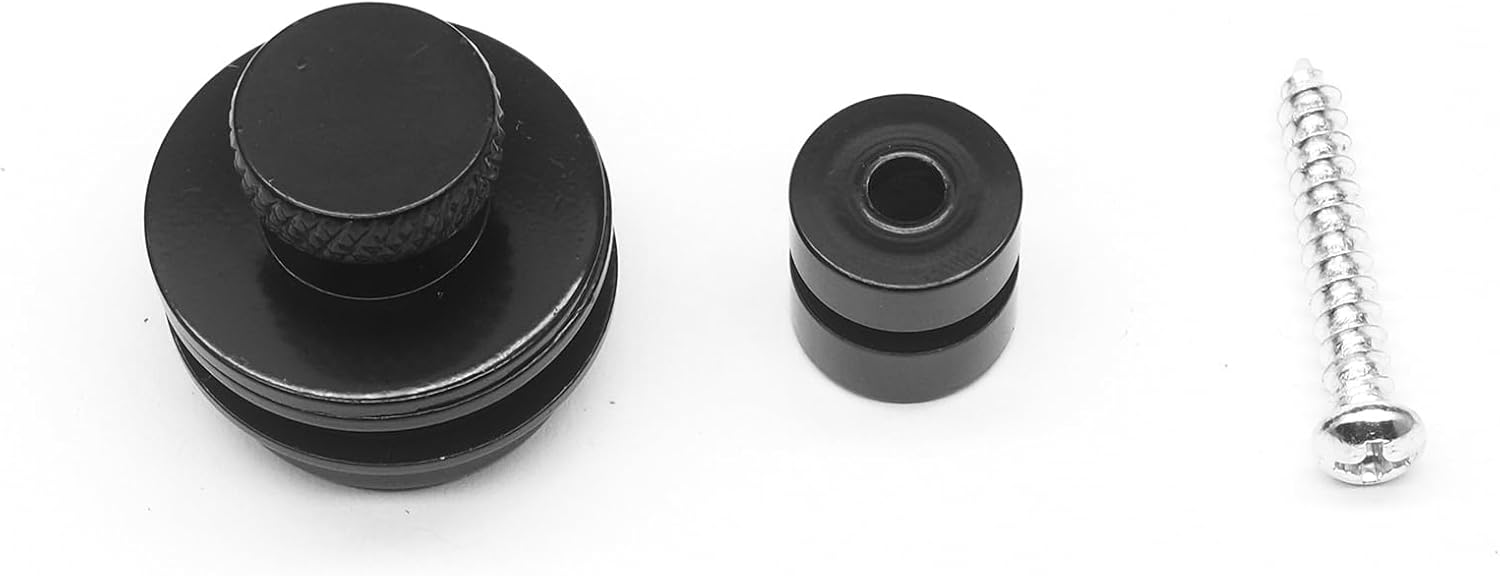 2PCS Big Flated Head Guitar Bass Security Strap Locks Systems Buttons for Fender Strat Tele Electric Acoustic Guitar Bass Parts (Black)