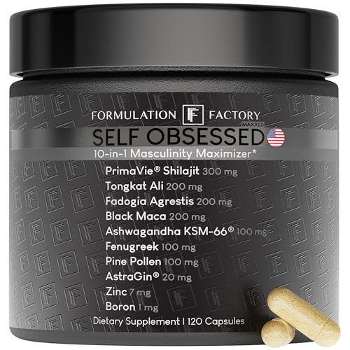 Formulation Factory Self Obsessed MAXXED 10-in-1 Men’s Vitality Supplement with Shilajit, Tongkat Ali, Ashwagandha, Maca, Fadogia, Fenugreek, Zinc, Boron & AstraGin® – 2 Month (Pack of 1)