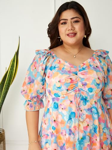 Image of Miss Chase A+ Women's Bohemian V-Neck Flutter Sleeve Chiffon Relaxed Fit Wrap Maxi Dress