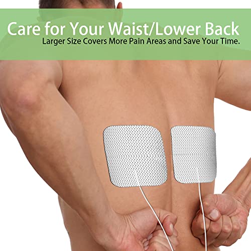 Image of 4X4 inch Large TENS Unit Replacement Pads for Waist and Lower Back Pain Relief Thicked TENS Unit Pads Self-Adhesive SM Electrode Pads Compatible with TENS 7000, AUVON TENS- 6 PCS