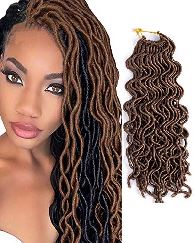 6Packs 20'' Wavy Faux Locs Crochet Synthetic Braiding Hair Soft Curly Fauxlocs Havana Mambo Twist Hair Extensions Braids Dreadlocks 27# Color 24Roots (20'' (6 packs/lot), 27#)