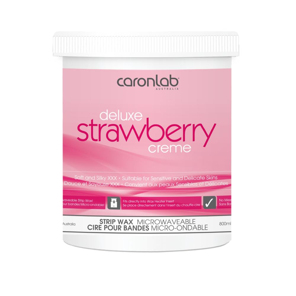 Caronlab Deluxe Strawberry Creme Strip Wax Microwave to Pot 27 fl oz