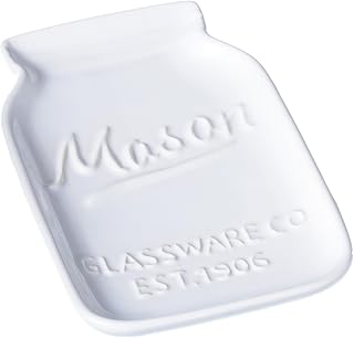 Midwest CBK White Ceramic Mason Jar Trinket Dish, 5.87-inch Lenght
