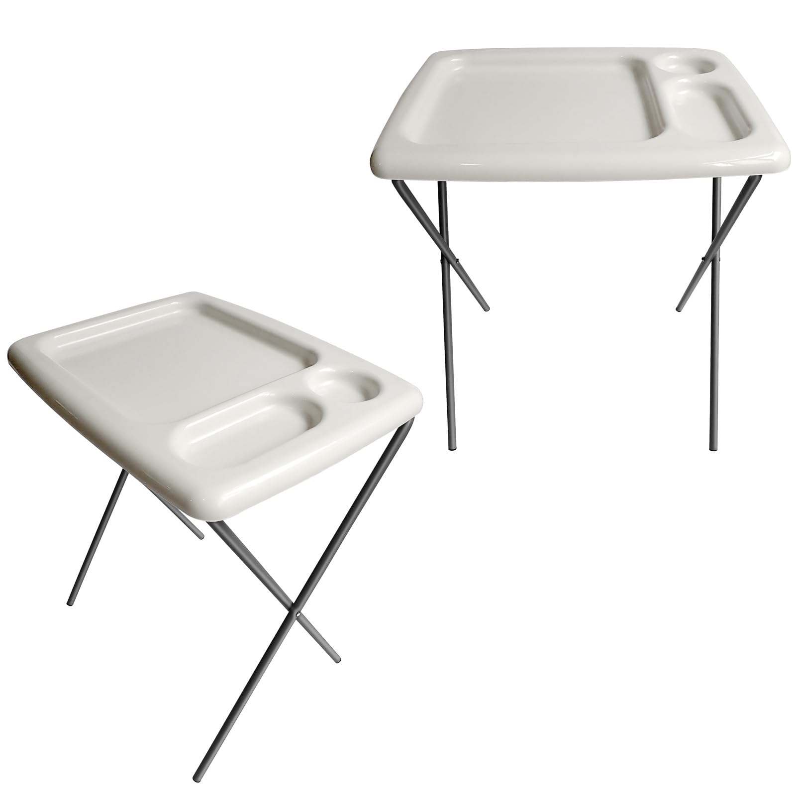 Folding TV Tray Table, Portable, Sturdy, White (Set of 2)