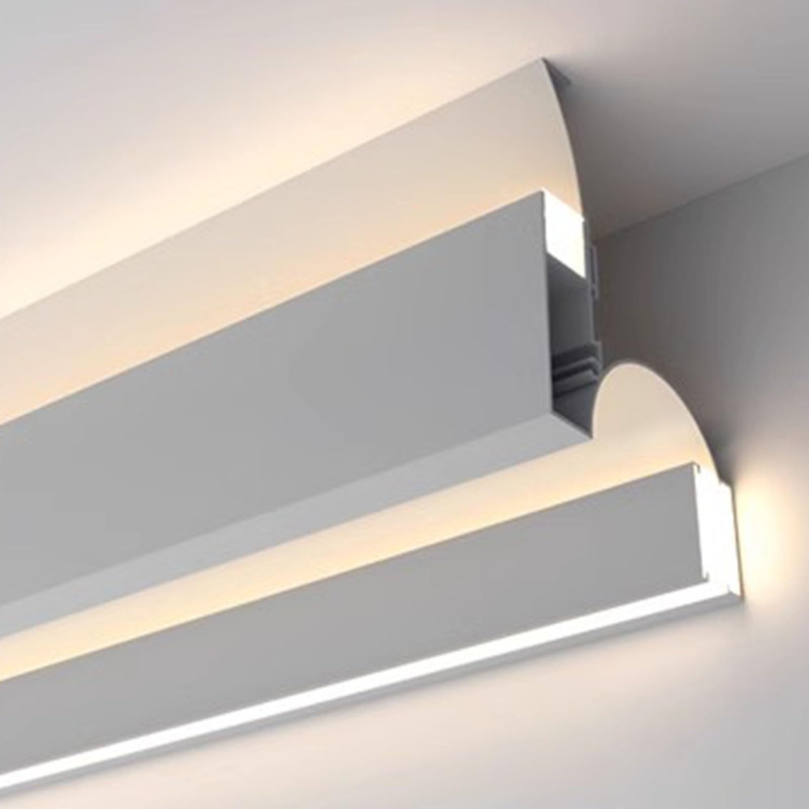 Genérico Sufitowa listwa sufitowa LED, oświetlenie pośrednie 5m taśmy aluminiowej, dwukanałowe wykończenie gzymsu na światło, białe kula dekoracyjne oświetlenie, oprawy z ramą