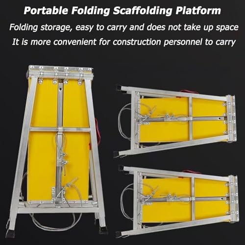 ZHONGXINHUIYIN Work Platform Height Adjustable, Folding Aluminum Step Ladder Heavy Duty Scaffolding Ladder, Portable Step Stool Ladder, Multi Purpose Workbench Drywall Painting Stool - Image 5