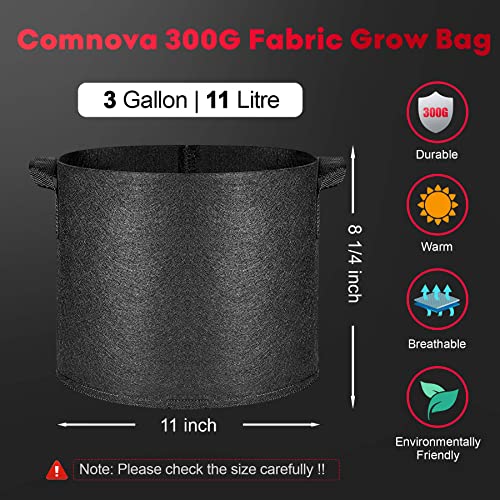 Grow Bags 3 Gallon Pack Of 5 - Heavy Duty Fabric Pots With Handle, Thickened Garden Smart Pot Cloth Planter, Nonwoven Plant Container For Outdoor Tomato, Potato, Chili, Carrot And Vegetables (Black) #TOP1