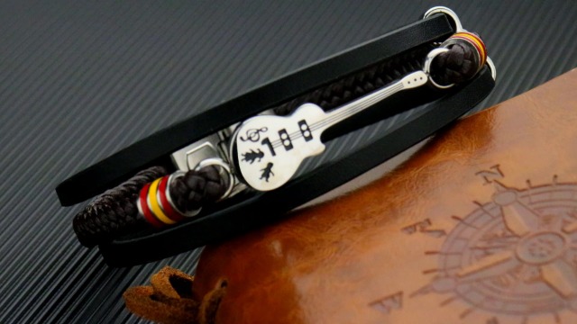 Pulsera de cuero Eymi para hombre ajustable negro 8.26 pulg miniatura 7