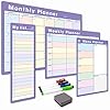 The Magnet Shop Wekelijkse Planner Bundel #1-4 x Magnetische Whiteboard Planners – A4 Wekelijkse Planner, A4 Menu…