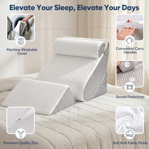 Almohada de espuma viscoelástica tipo cuña de cama para reflujo y Gerds 5
