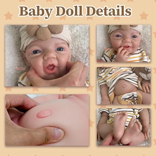 46 cm Ganzkörper-Reborn-Babypuppe aus Silikon mit offenem Mund, Mädchen lebensechte Neugeborenenpuppe mit beweglichen Gliedmaßen – Bild 5