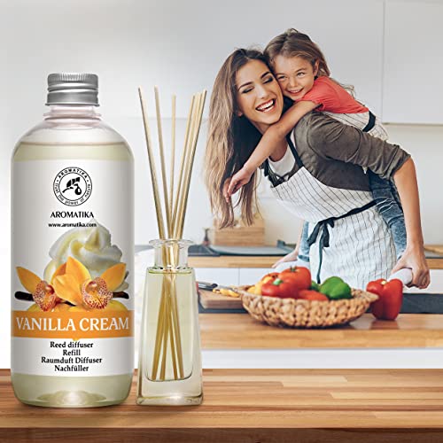Reed Diffuser Refill Vanilla Cream 500ml - Calming & Long Lasting Home Fragrance - Air Diffuser - Floral & Exotic Scent - Aromatherapy - Home Decor - Air Freshener - Natural Fragrance