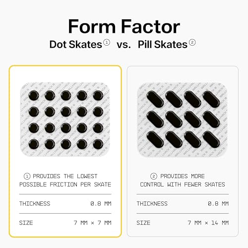 Image of Wallhack UHMW-PE Mouse Dot Skates Silent Premium Skates for Gaming Mice Ultra Smooth Gliding on Fabric & Glass Pads Speed & Control Durable & Easy to Use Black 7 mm