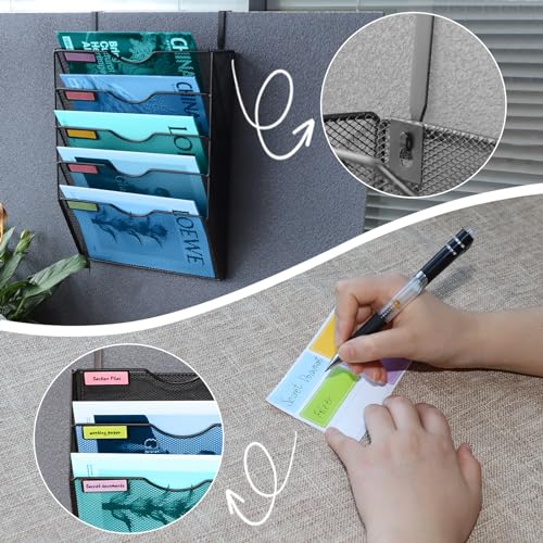 Porte-documents mural suspendu en maille range-revues vertical A4 - 5