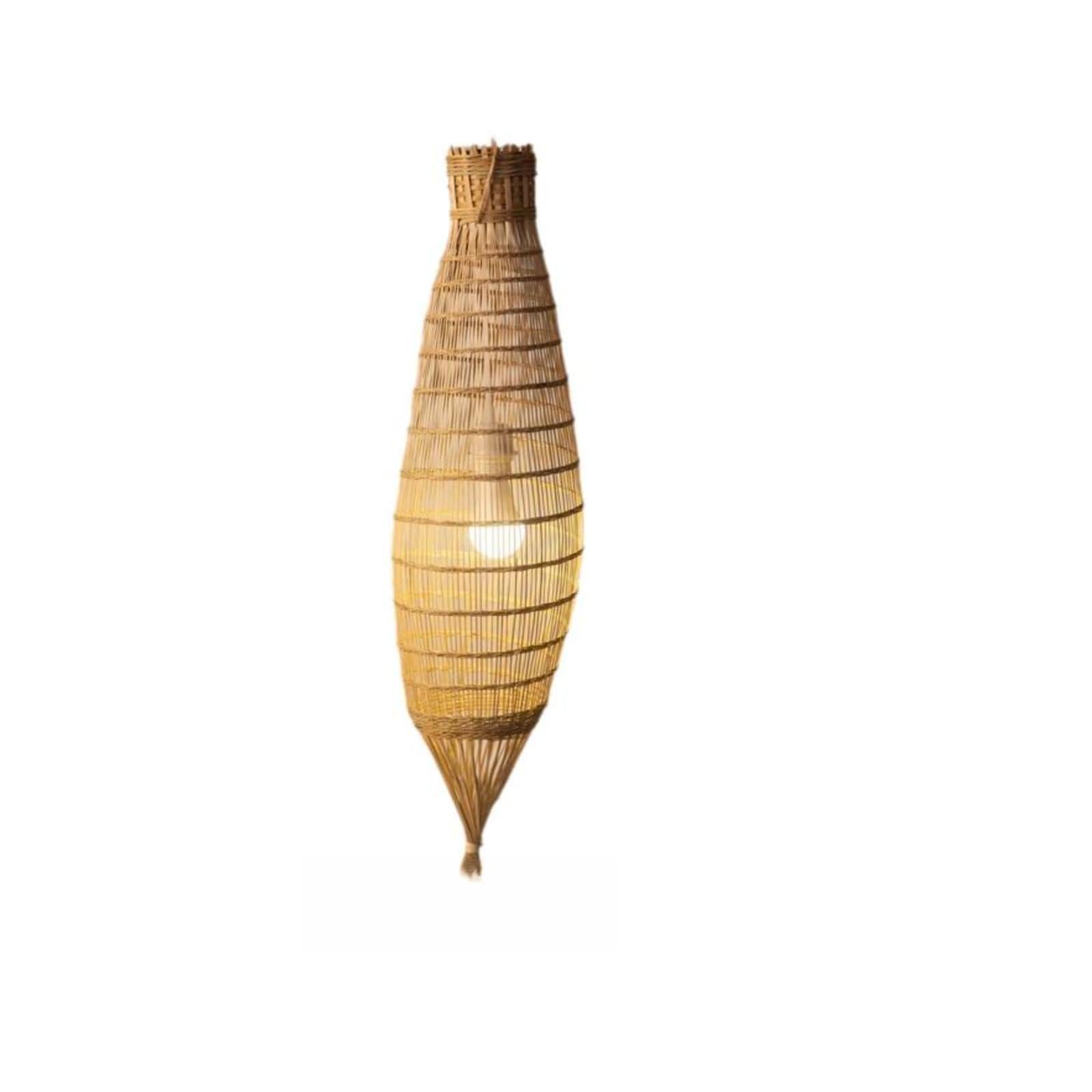 Bamboo Hanging Light, Handwoven Chandelier, Japanese Retro design, Dining Room Decor Betel Nut 25x80cm-image-16