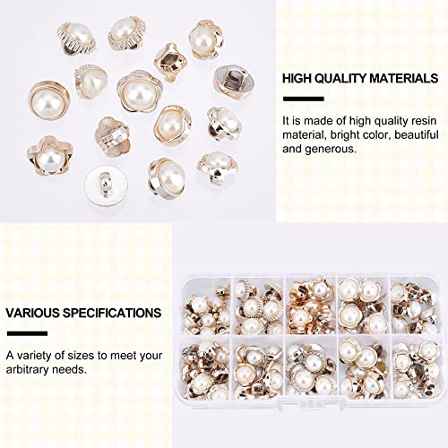 NBEADS 100 Pcs Sew in Faux Imitation Pearl Buttons - Image 4
