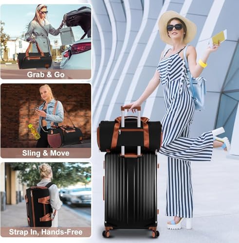 Image of Hoteel luggage Sets 3 Piece Carry on Luaagae Suitcases with Spinner Whells & TSA Lock(4-YEAR WARRANTY), Carry on Suitcase ABS Hard Shell Lightweight Travel Suitcases(20in /24in /28in, Black)