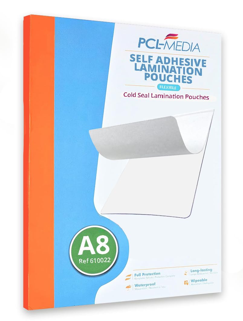 Self Seal Laminating Pouches ID Badge, Cold Seal Laminating Pouches, Encapsulation Pouch Finish Size ID Badge 64 x 86mm (Pack of 10) from PCL Media ltd