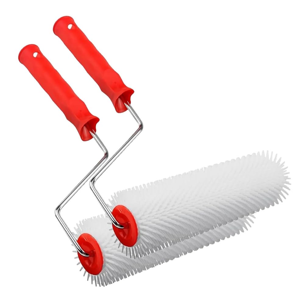 Nondk White 9 Inch Screed Spiked Roller Latex Floor Self Leveling Spiked Roller For Epoxy Floor