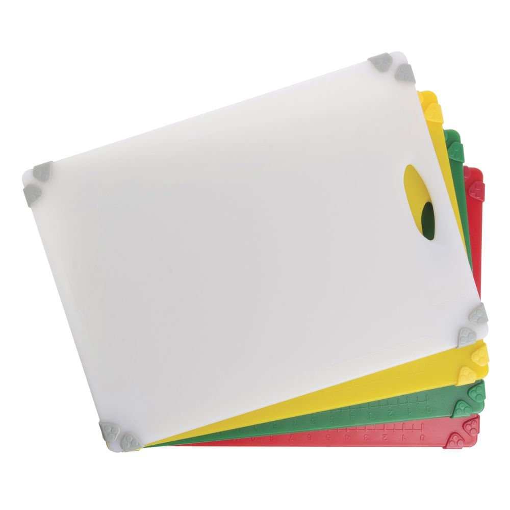 Cutting Board Set with Grippers Colored Polypropylene - 15"L x 20"W x 1/2"H by HUBERT – Plastic, Assorted, Pack of 4, Model POF-15X20CUTBOA