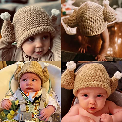 Novelty Knitted Turkey Hat Roasted Turkey Hat Turkey Trot Hat Thanksgiving for Baby Infant Toddler Teenager Kid Children Yarn4